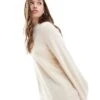 Pretty Lavish Fluffy Yarn Jumper In Cream For Women -Pretty Lavi Clothing Shop 206918147 1 cream