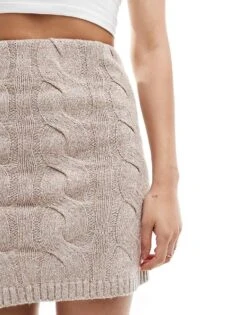 Pretty Lavish Cable Knit Mini Skirt Co-ord In Beige For Women -Pretty Lavi Clothing Shop 206918331 5