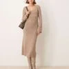 Pretty Lavish Scoop Neck Knit Midaxi Dress In Soft Brown For Women -Pretty Lavi Clothing Shop 206918820 1 softbrown