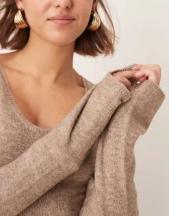 Pretty Lavish Scoop Neck Knit Midaxi Dress In Soft Brown For Women -Pretty Lavi Clothing Shop 206918820 2