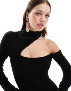 Pretty Lavish Cut-out Knit Midaxi Dress In Black For Women -Pretty Lavi Clothing Shop 206918826 2