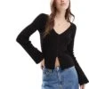 Pretty Lavish Button Front Fitted Cardigan In Black For Women -Pretty Lavi Clothing Shop 206961772 1 black