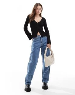 Pretty Lavish Button Front Fitted Cardigan In Black For Women -Pretty Lavi Clothing Shop 206961772 4