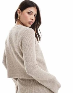 Pretty Lavish Slim Fit Knit Cardigan Co-ord In Taupe For Women -Pretty Lavi Clothing Shop 206961949 3