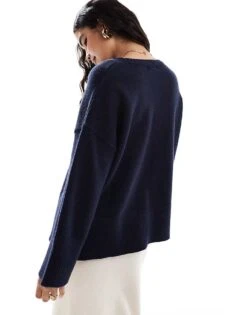 Pretty Lavish Oversized Knit Jumper In Navy For Women -Pretty Lavi Clothing Shop 206962133 4