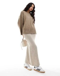 Pretty Lavish Oversized Knit Jumper In Mushroom For Women -Pretty Lavi Clothing Shop 206962168 3