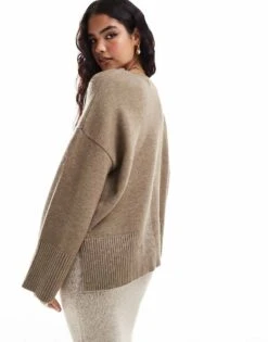 Pretty Lavish Oversized Knit Jumper In Mushroom For Women -Pretty Lavi Clothing Shop 206962168 4