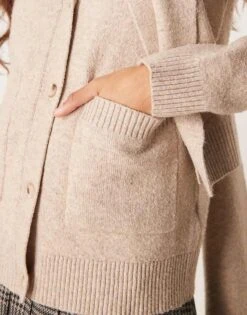 Pretty Lavish Scarf Cardigan In Taupe For Women -Pretty Lavi Clothing Shop 206962232 3