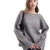 Pretty Lavish Slash Neck Jumper In Grey For Women -Pretty Lavi Clothing Shop 206962238 1 grey