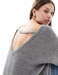 Pretty Lavish Slash Neck Jumper In Grey For Women -Pretty Lavi Clothing Shop 206962238 4