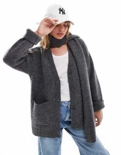 Pretty Lavish Scarf Cardigan In Charcoal Grey For Women -Pretty Lavi Clothing Shop 206962244 1 charcoalgrey 1