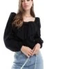 Pretty Lavish Exaggerated Bow Top In Black For Women -Pretty Lavi Clothing Shop 206966707 1 black