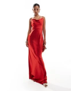 Pretty Lavish Keisha Satin Maxi Dress In Red For Women