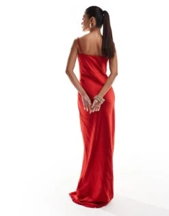Pretty Lavish Keisha Satin Maxi Dress In Red For Women -Pretty Lavi Clothing Shop 206966708 4