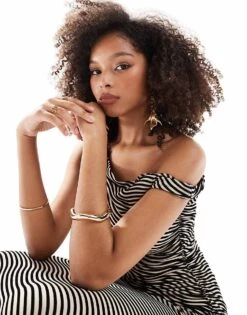 Pretty Lavish Asymmetric Knot Maxi Dress In Black And Cream For Women Black/cream -Pretty Lavi Clothing Shop 206966752 3