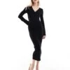 Pretty Lavish Crossover Knit Dress In Black For Women -Pretty Lavi Clothing Shop 206966768 1 black