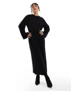 Pretty Lavish Cable Knit Midaxi Dress In Black For Women -Pretty Lavi Clothing Shop 206966769 1 black 1