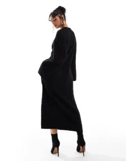 Pretty Lavish Cable Knit Midaxi Dress In Black For Women -Pretty Lavi Clothing Shop 206966769 4