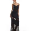 Pretty Lavish Lace Inserted Slip Maxi Dress In Black For Women -Pretty Lavi Clothing Shop 206966844 1 black
