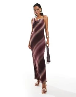 Pretty Lavish Keisha Cowl Neck Maxi Dress In Wine Ombre For Women -Pretty Lavi Clothing Shop 206966865 1 wineombre 1