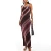 Pretty Lavish Keisha Cowl Neck Maxi Dress In Wine Ombre For Women -Pretty Lavi Clothing Shop 206966865 1 wineombre