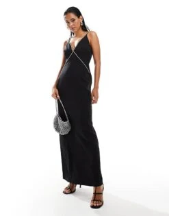Pretty Lavish Embellished Maxi Dress In Black For Women