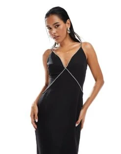 Pretty Lavish Embellished Maxi Dress In Black For Women -Pretty Lavi Clothing Shop 206966871 4