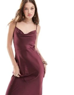 Pretty Lavish Keisha Satin Maxi Dress In Plum For Women -Pretty Lavi Clothing Shop 206966894 1 plum 1