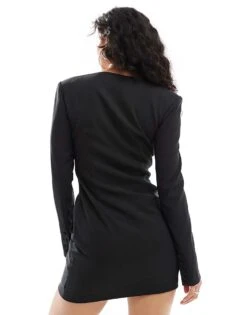 Pretty Lavish Long Sleeve Embellished Mini Dress In Black For Women -Pretty Lavi Clothing Shop 206966898 4