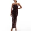 Pretty Lavish Strapless Embellished Midaxi Dress In Burgundy Sequin For Women -Pretty Lavi Clothing Shop 206966899 1 burgundy