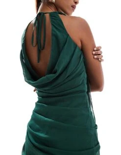 Pretty Lavish Extreme Cowl Midaxi Dress In Emerald Green For Women -Pretty Lavi Clothing Shop 206966956 3