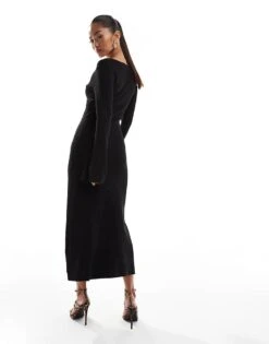 Pretty Lavish Cut-out Knit Maxi Dress In Black For Women -Pretty Lavi Clothing Shop 206966957 3