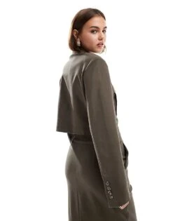 Pretty Lavish Boxy Utility Shirt Co-ord In Bark For Women -Pretty Lavi Clothing Shop 206966986 3