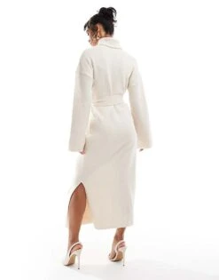 Pretty Lavish Tie Waist Knitted Midaxi Dress In Cream For Women -Pretty Lavi Clothing Shop 206966987 4