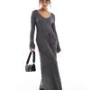 Pretty Lavish Tie Knit Midaxi Dress In Charcoal For Women -Pretty Lavi Clothing Shop 206967015 1 charcoal