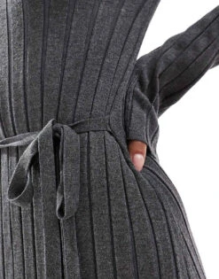 Pretty Lavish Tie Knit Midaxi Dress In Charcoal For Women -Pretty Lavi Clothing Shop 206967015 3