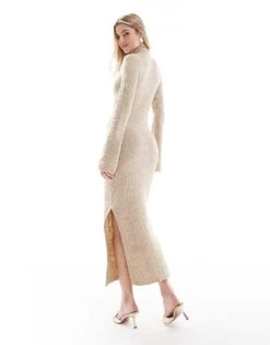 Pretty Lavish Soft Knit Midaxi Dress In Beige For Women -Pretty Lavi Clothing Shop 206967016 3