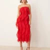 Pretty Lavish Strapless Ruffle Maxi Dress In Red For Women -Pretty Lavi Clothing Shop 207032717 1 red
