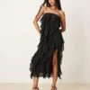 Pretty Lavish Strapless Ruffle Maxi Dress In Black For Women -Pretty Lavi Clothing Shop 207032734 1 black