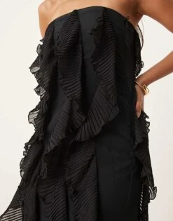 Pretty Lavish Strapless Ruffle Maxi Dress In Black For Women -Pretty Lavi Clothing Shop 207032734 4