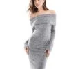Pretty Lavish Soreya Bardot Maxi Knit Dress In Grey For Women -Pretty Lavi Clothing Shop 207047440 1 grey
