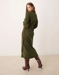 Pretty Lavish Beau Wrap Knit Midaxi Dress In Olive For Women -Pretty Lavi Clothing Shop 207184542 4