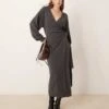 Pretty Lavish Beau Wrap Knit Midaxi Dress In Charcoal For Women -Pretty Lavi Clothing Shop 207184559 1 charcoal