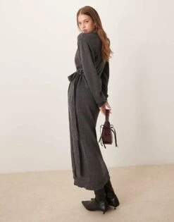 Pretty Lavish Beau Wrap Knit Midaxi Dress In Charcoal For Women -Pretty Lavi Clothing Shop 207184559 2