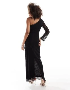 Pretty Lavish One Shoulder Lace Maxi Dress In Black For Women -Pretty Lavi Clothing Shop 207187035 3