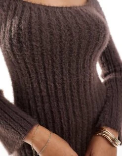 Pretty Lavish Knit Midaxi Dress In Chocolate Plum For Women -Pretty Lavi Clothing Shop 207187049 4