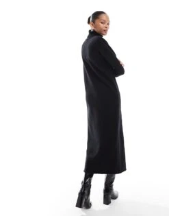 Pretty Lavish Knitted High Neck Maxi Dress In Black For Women -Pretty Lavi Clothing Shop 207187064 3