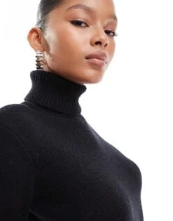 Pretty Lavish Knitted High Neck Maxi Dress In Black For Women -Pretty Lavi Clothing Shop 207187064 4