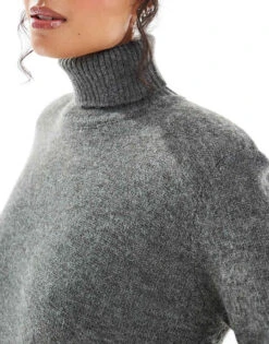 Pretty Lavish Knitted High Neck Maxi Dress In Charcoal For Women -Pretty Lavi Clothing Shop 207187076 3