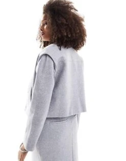 Pretty Lavish Cropped Boxy Jacket In Grey For Women -Pretty Lavi Clothing Shop 207187127 3